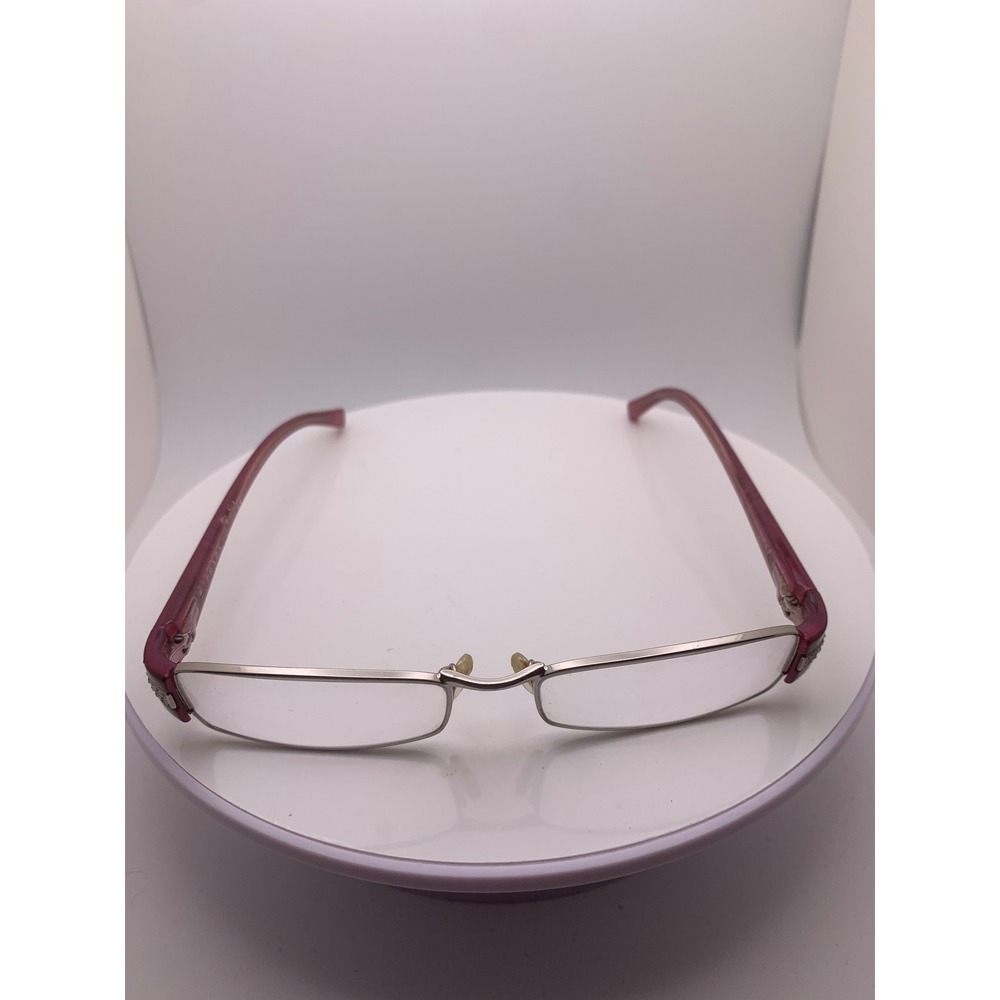 Prada VPR 60I Women Silver Burgundy Crystal Rectangular Eyeglasses Frames Only